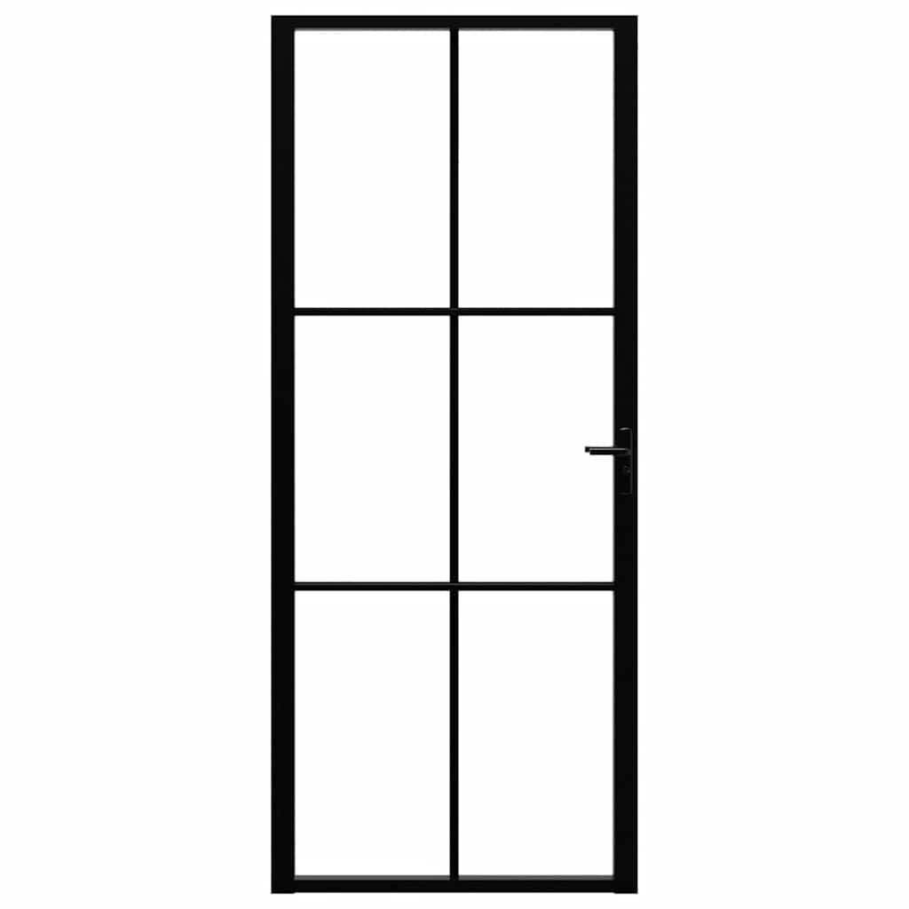 Vidaus durys, juodos, 83x201,5cm, ESG stiklas ir aliuminis