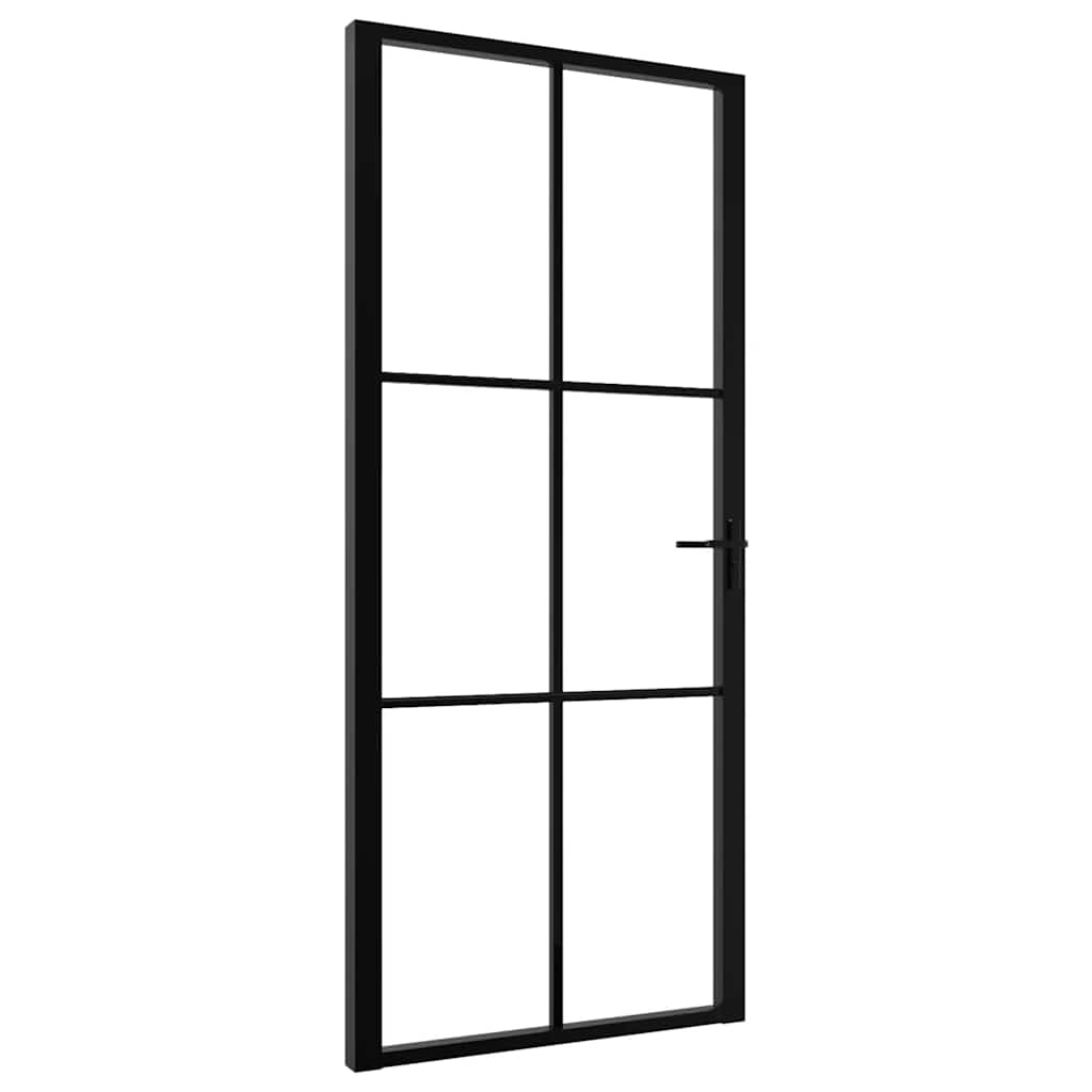 Vidaus durys, juodos, 93x201,5cm, ESG stiklas ir aliuminis