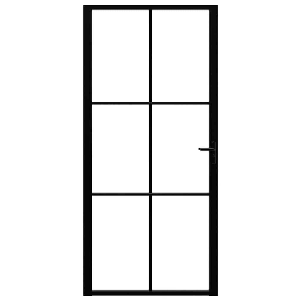 Vidaus durys, juodos, 93x201,5cm, ESG stiklas ir aliuminis