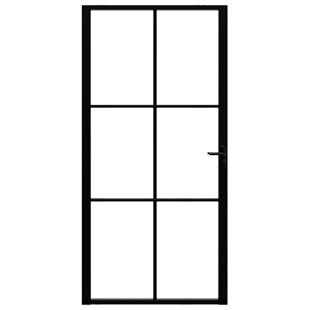 Vidaus durys, juodos, 102,5x201,5cm, ESG stiklas ir aliuminis