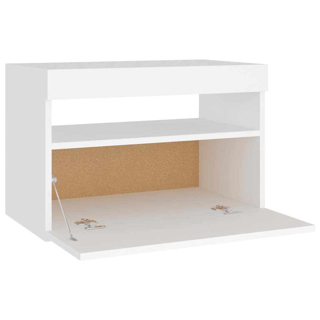 Naktsskapītis ar LED, balts, 60x35x40cm, koks