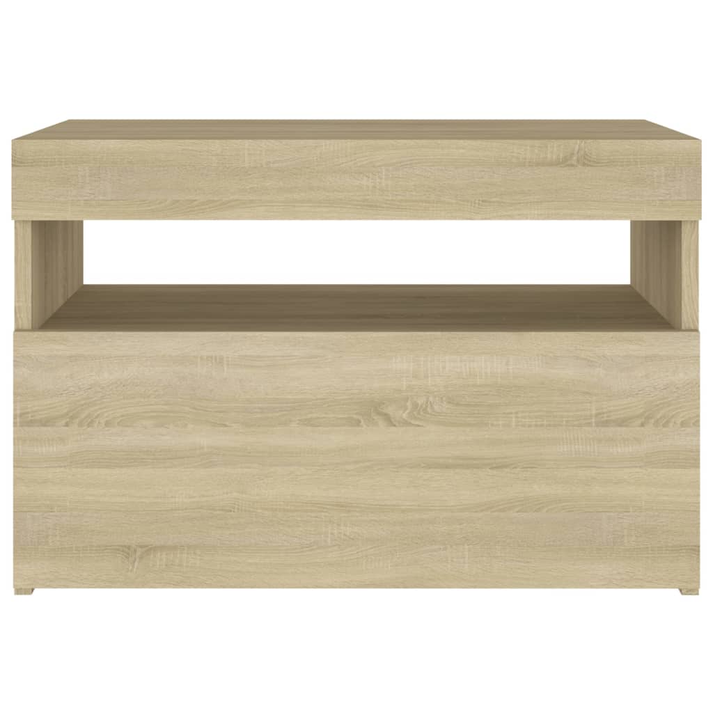 Naktsskapītis ar LED, ozola sonoma, 60x35x40cm, koks