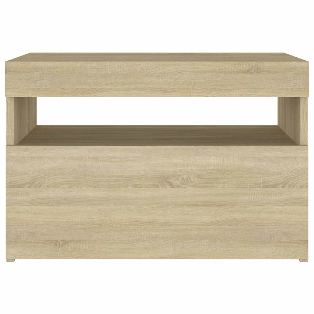 Naktsskapītis ar LED, ozola sonoma, 60x35x40cm, koks