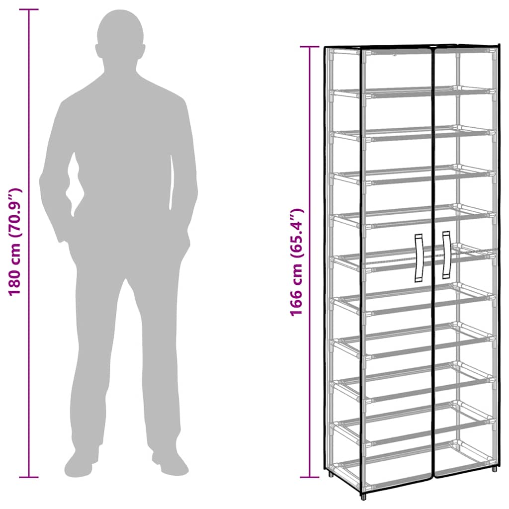 Shoe cabinet, grey, 60x30x166cm, fabric