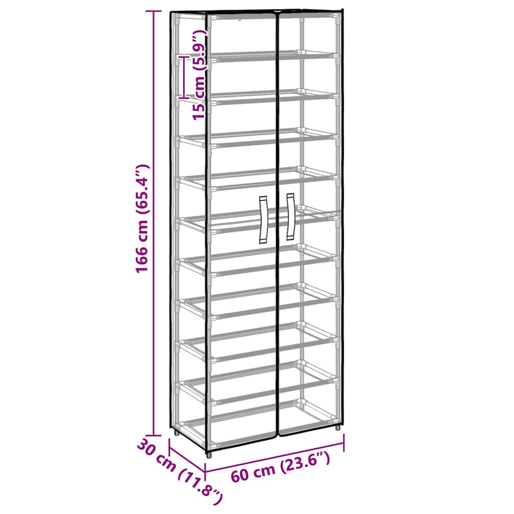 Shoe cabinet, cream, 60x30x166cm, fabric