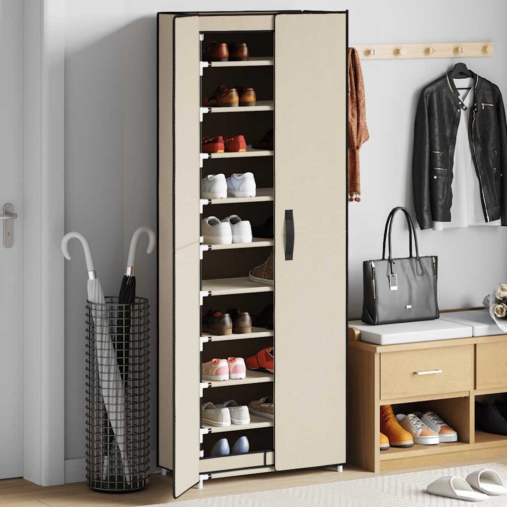 Shoe cabinet, cream, 60x30x166cm, fabric