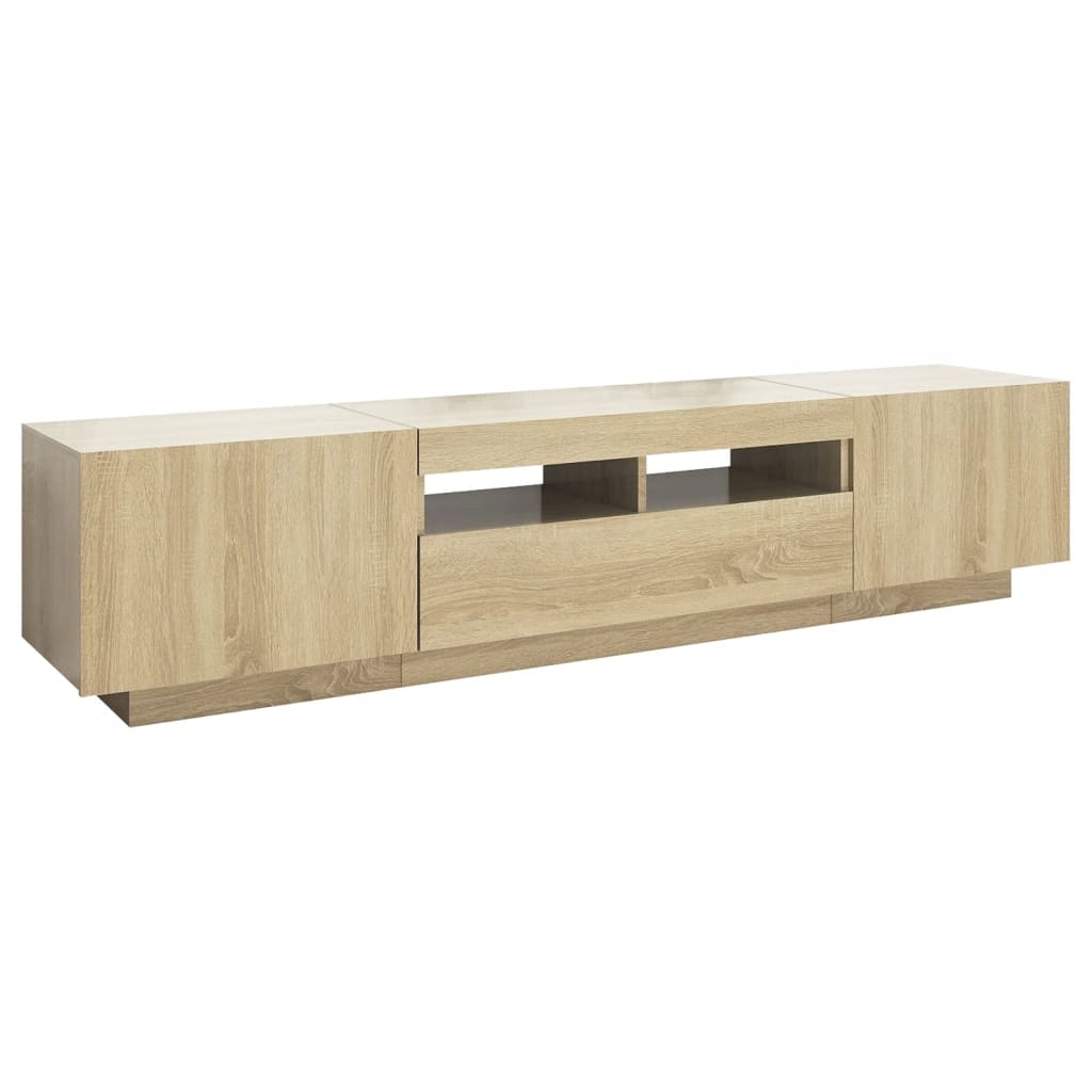 Televizora skapītis ar LED apgaismojumu, ozolkoka, 180x35x40cm