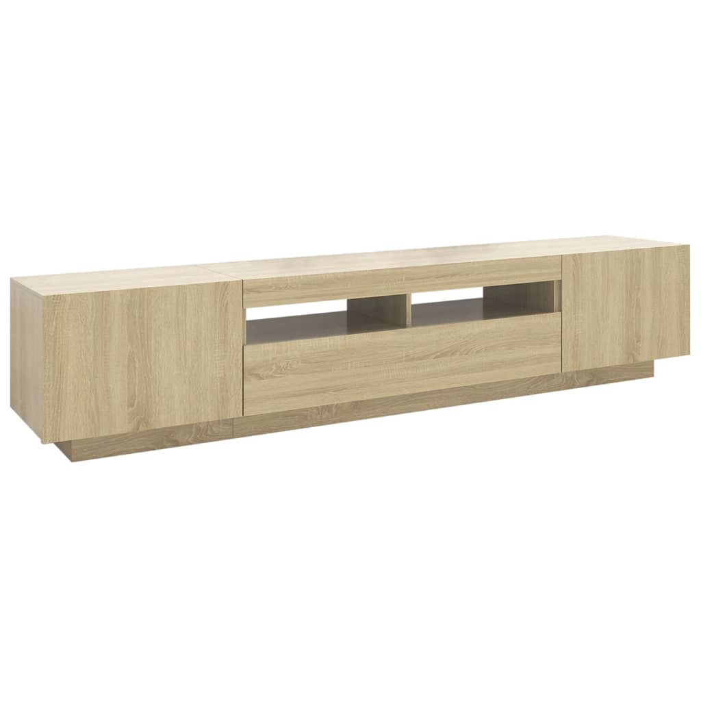 TV skapītis ar LED apgaismojumu, ozolkoka, 200x35x40cm