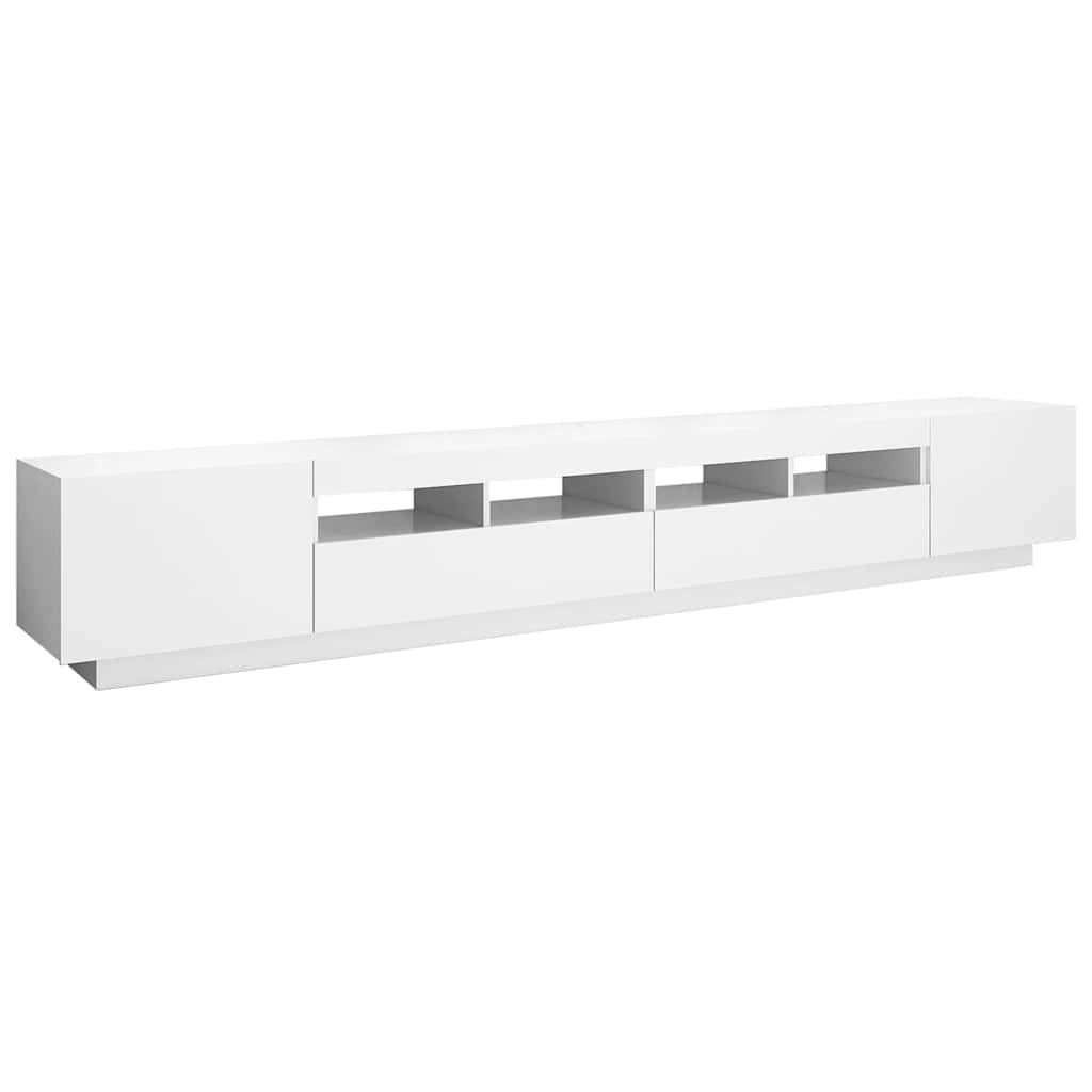 TV cabinet with LED lighting, white, 260x35x40cm