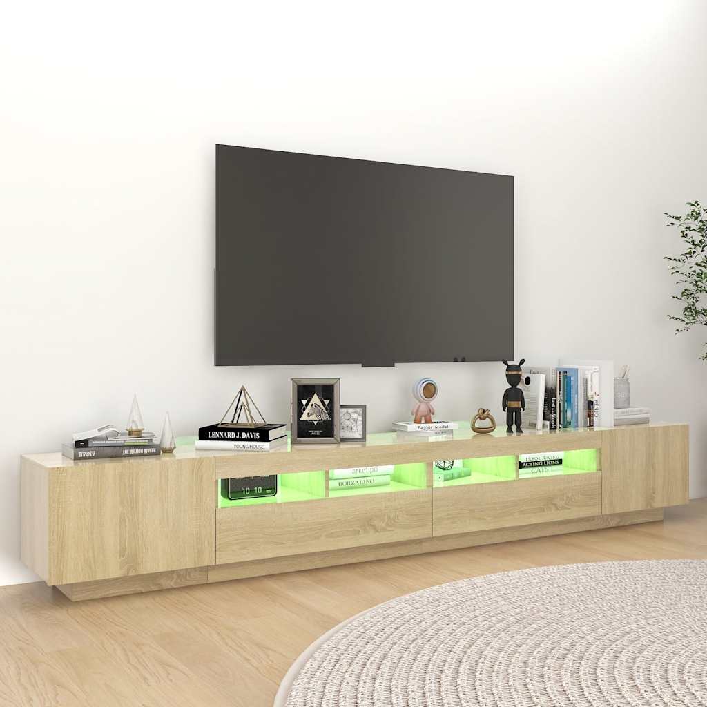 Televizoriaus spintelė su LED apšvietimu, ąžuolo, 260x35x40cm