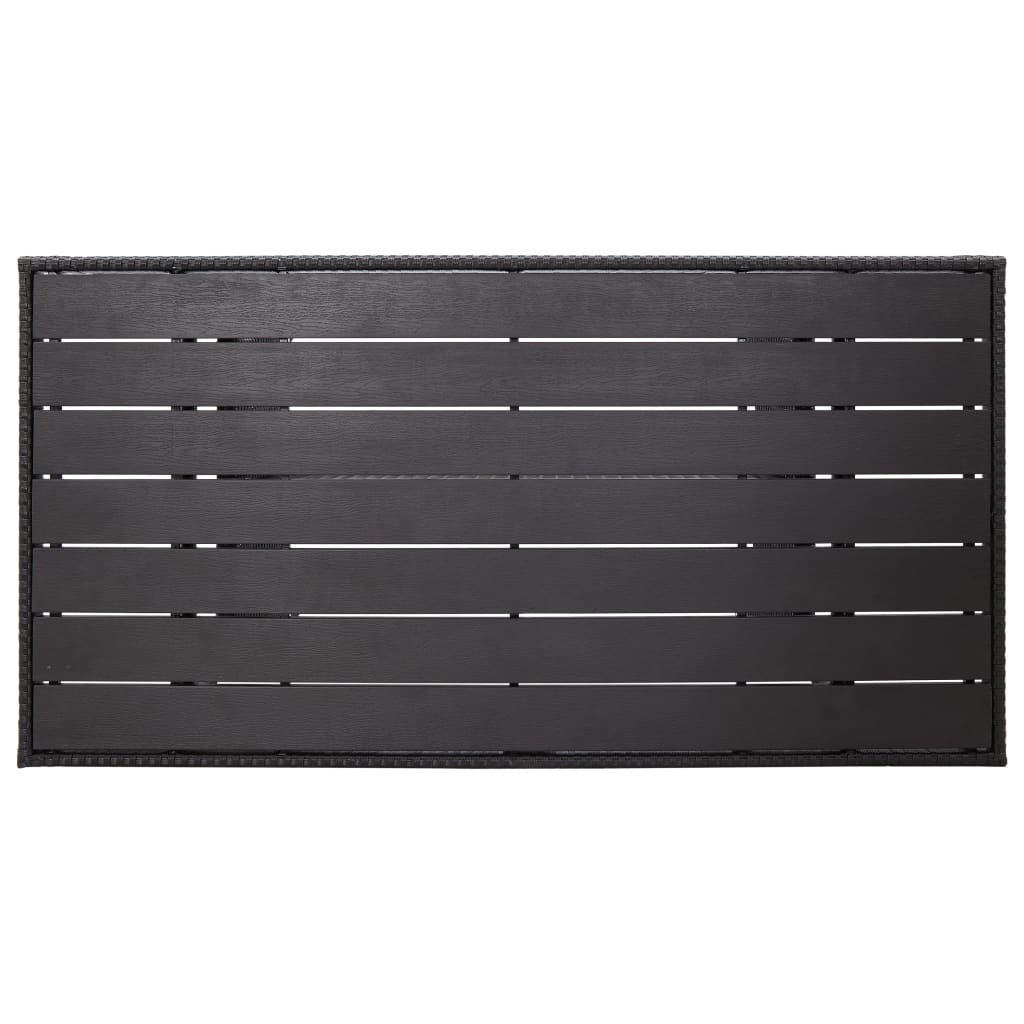 Sodo stalas, juodos spalvos, 120x70x66cm, poliratanas