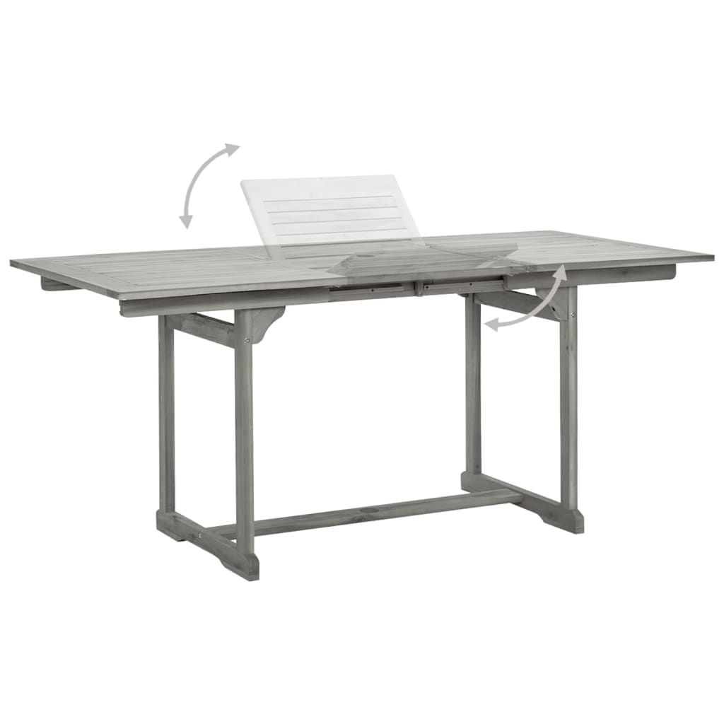 Acacia solid wood garden dining table, (120–170)x80x75cm