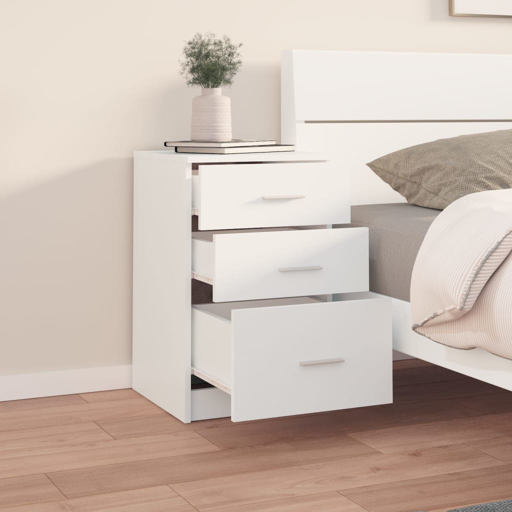 Nightstand, white, 40x40x63cm, engineered wood