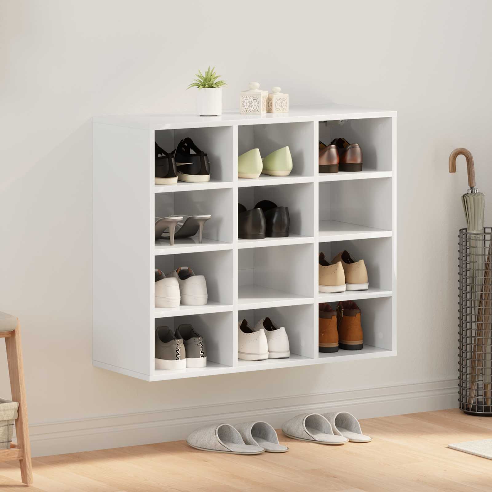 Shoe Cabinet White 77.5 x 30 x 67 cm Engineered Wood