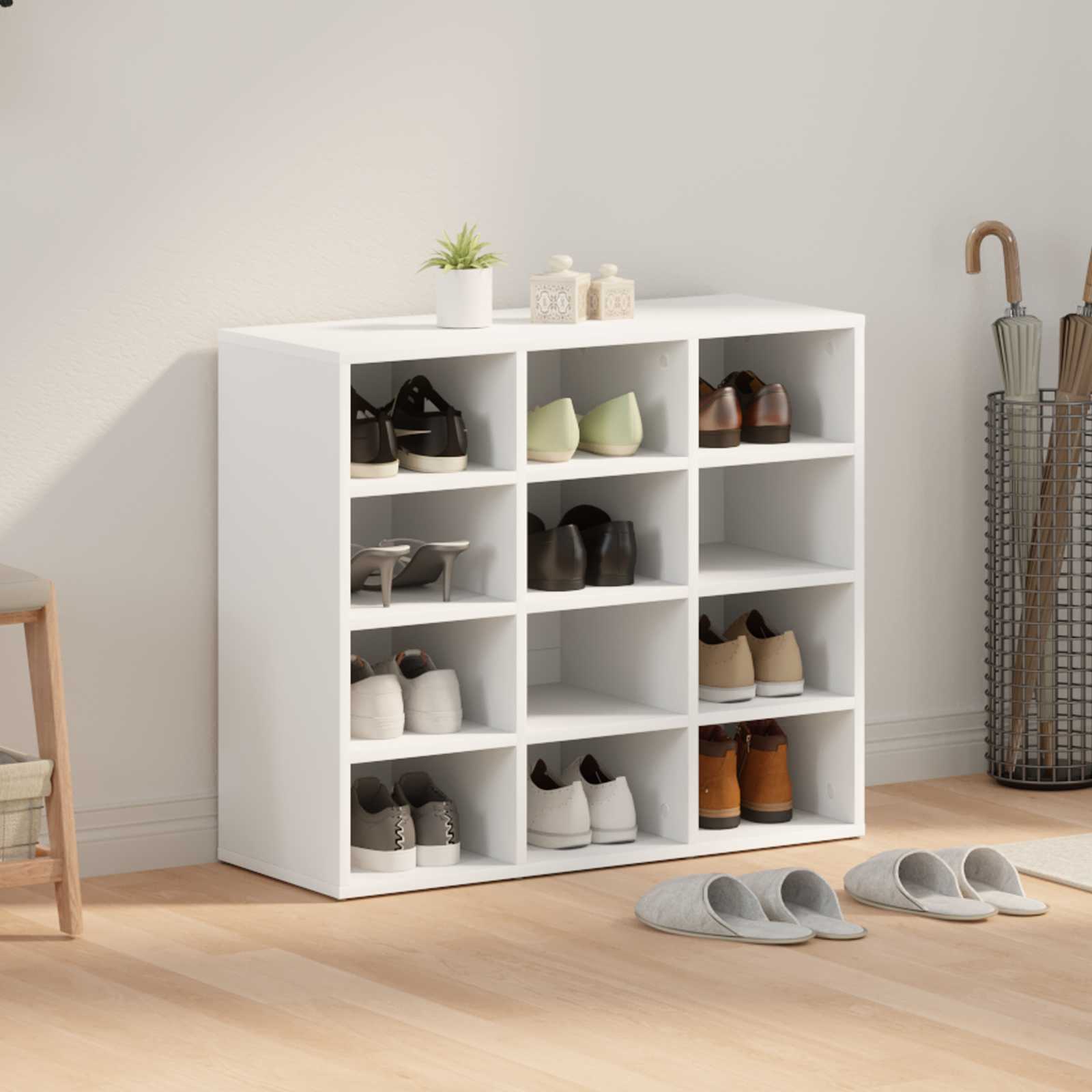 Shoe Cabinet White 77.5 x 30 x 67 cm Engineered Wood