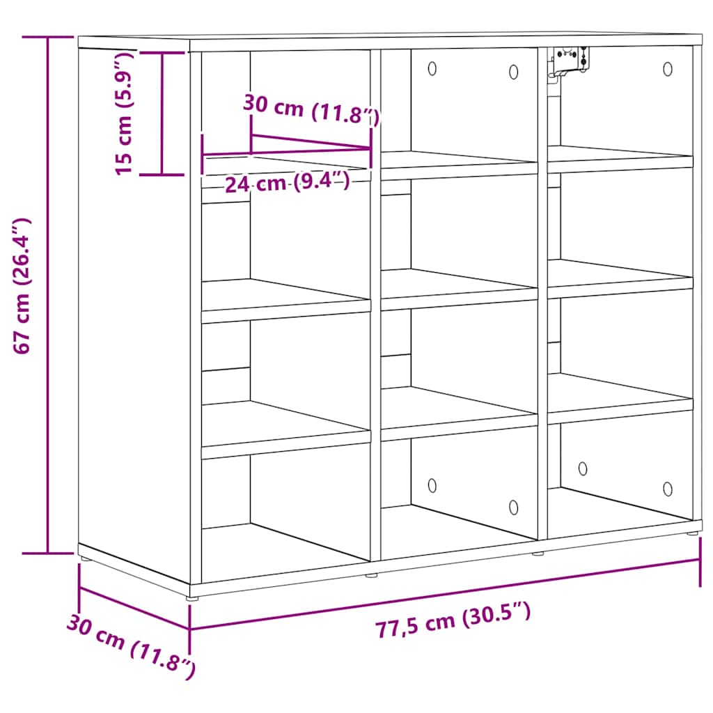 Shoe Cabinet White 77.5 x 30 x 67 cm Engineered Wood