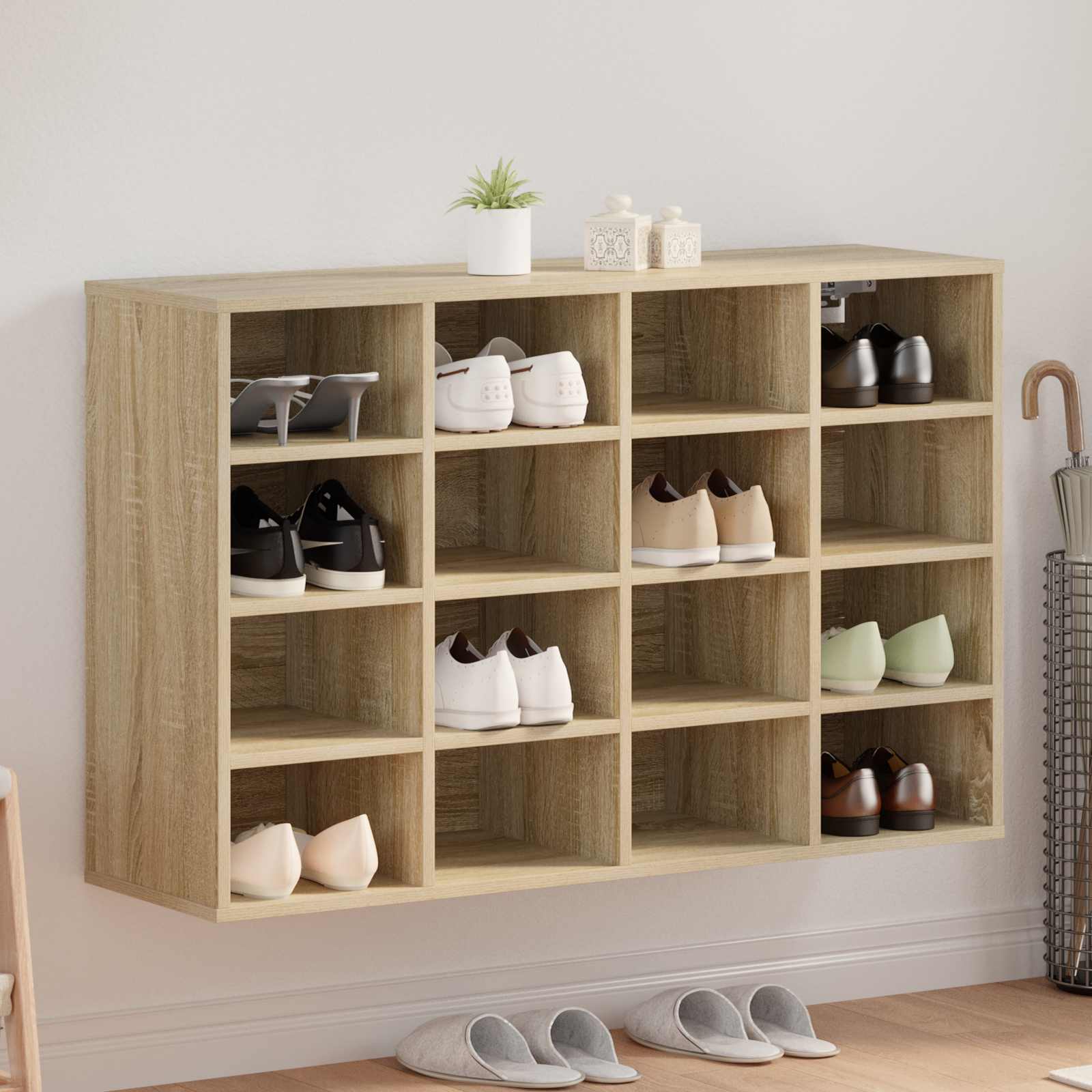 Shoe cabinet Sonoma oak 103 x 30 x 67 cm Engineered wood