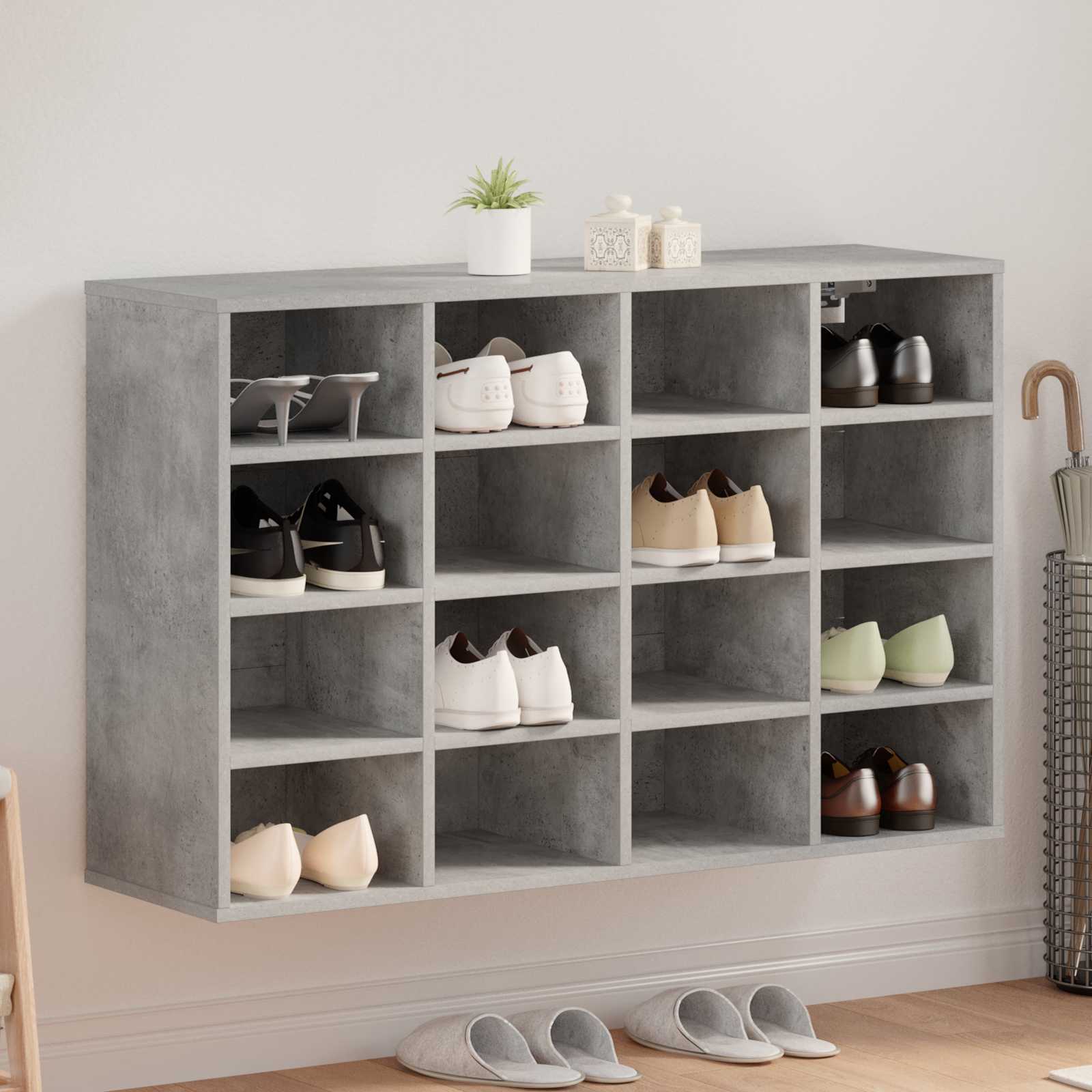 Shoe Cabinet Concrete Grey 103x30x67 cm Engineered Wood