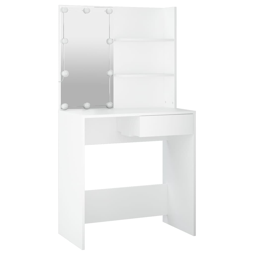 Dressing Table with LED Lighting, White, 74.5x40x141cm