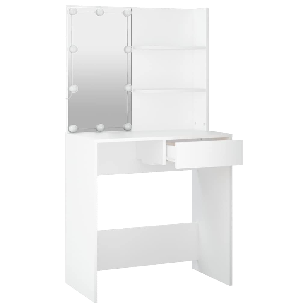 Dressing Table with LED Lighting, White, 74.5x40x141cm
