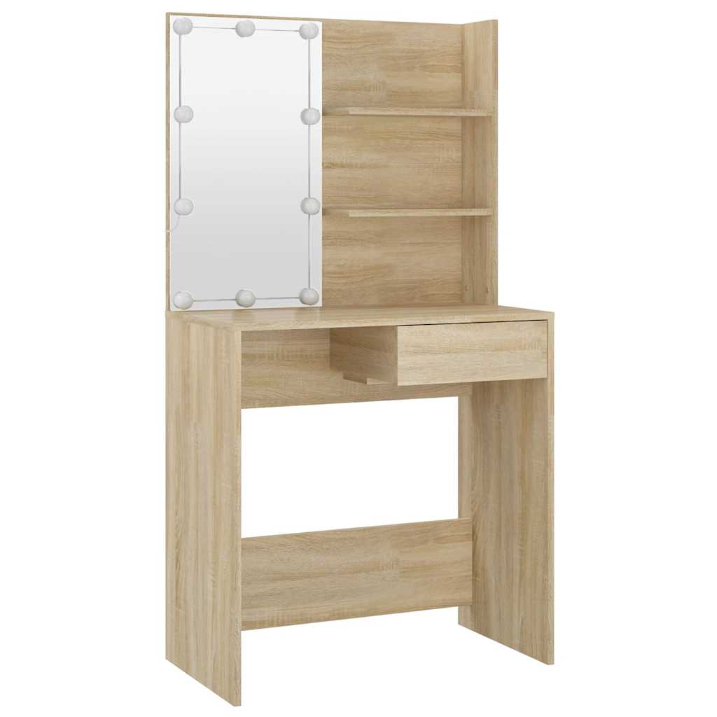 Kosmētikas galdiņš ar LED apgaismojumu, ozols, 74,5x40x141 cm
