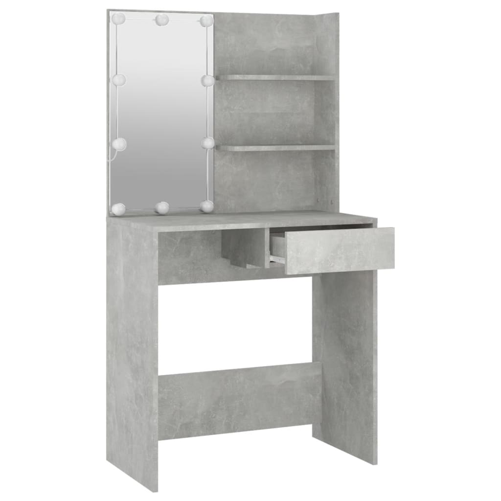 Kosmetinis staliukas su LED apšvietimu, pilkas, 74,5x40x141cm