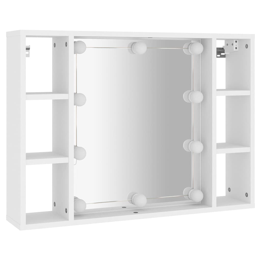Spoguļskapītis ar LED apgaismojumu, balts, 76x15x55cm