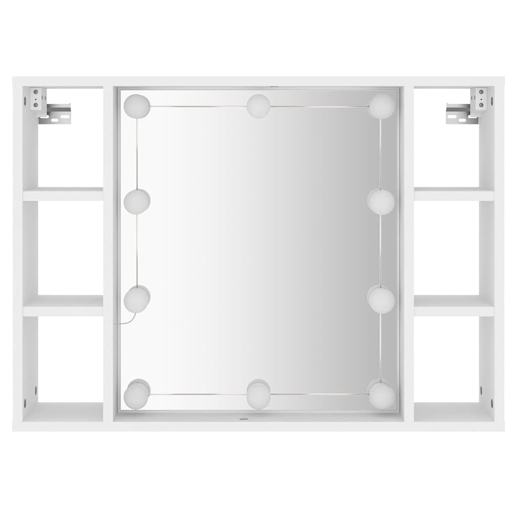 Spoguļskapītis ar LED apgaismojumu, balts, 76x15x55cm