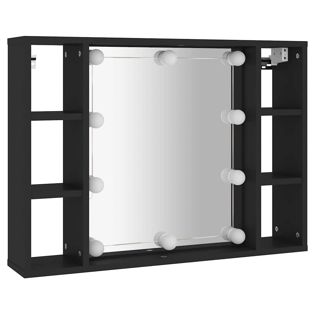 LED mirror cabinet, black, 76x15x55cm