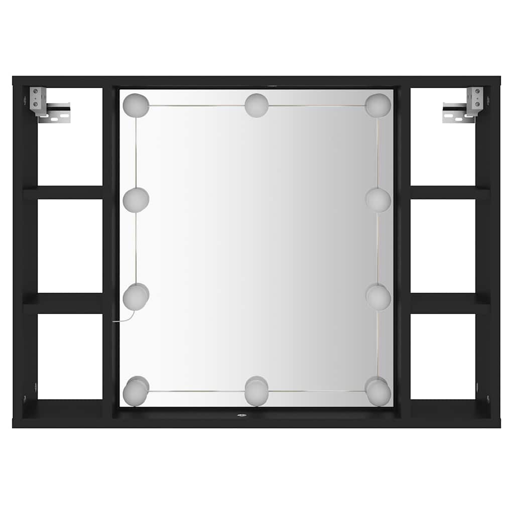 LED mirror cabinet, black, 76x15x55cm