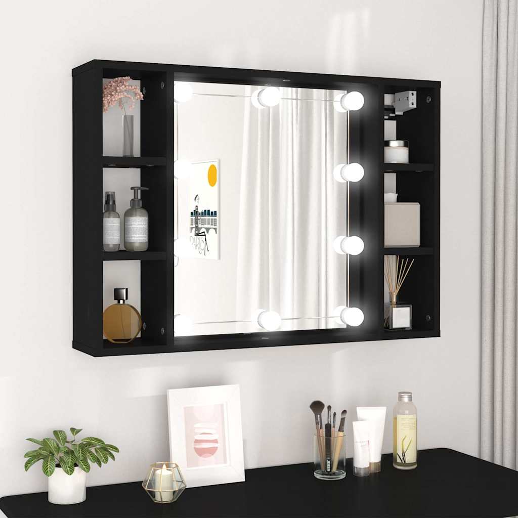 LED mirror cabinet, black, 76x15x55cm