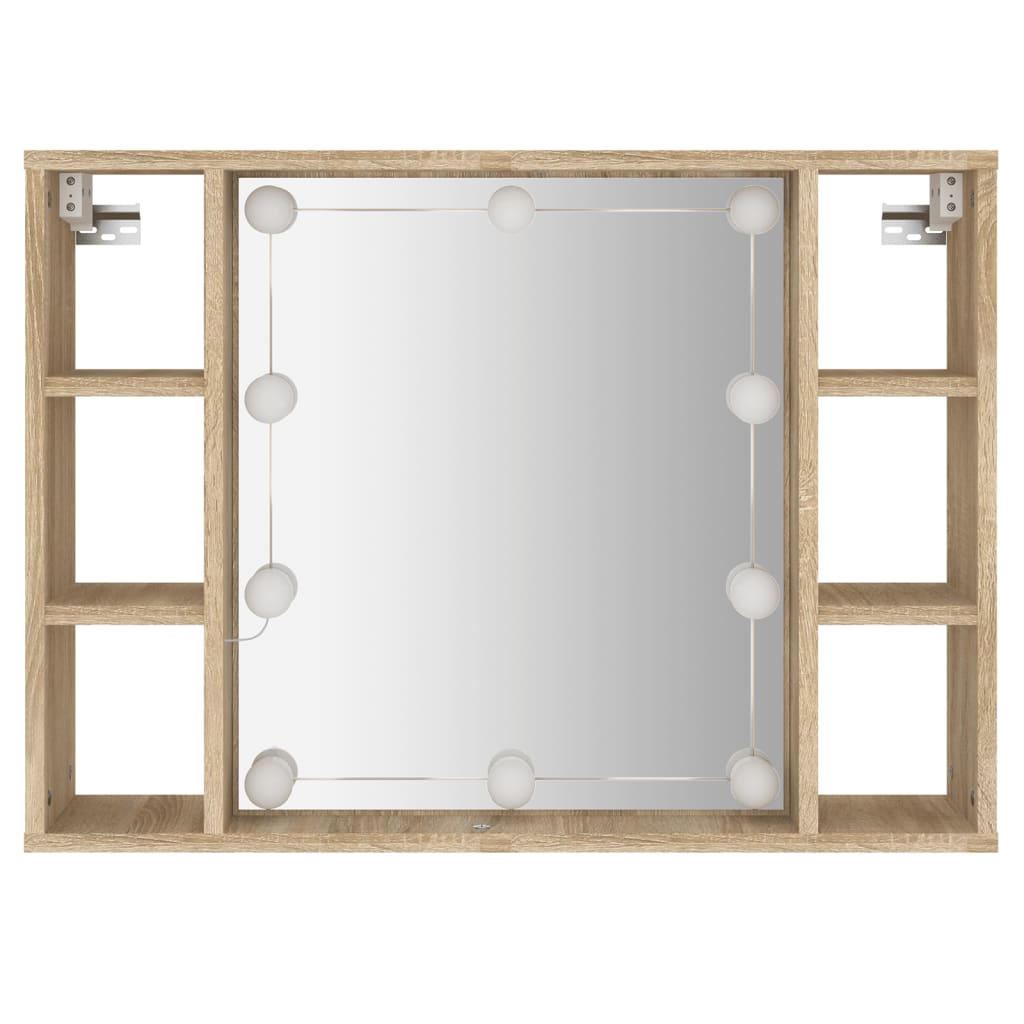 Veidrodinė spintelė su LED apšvietimu, ąžuolo, 76x15x55cm