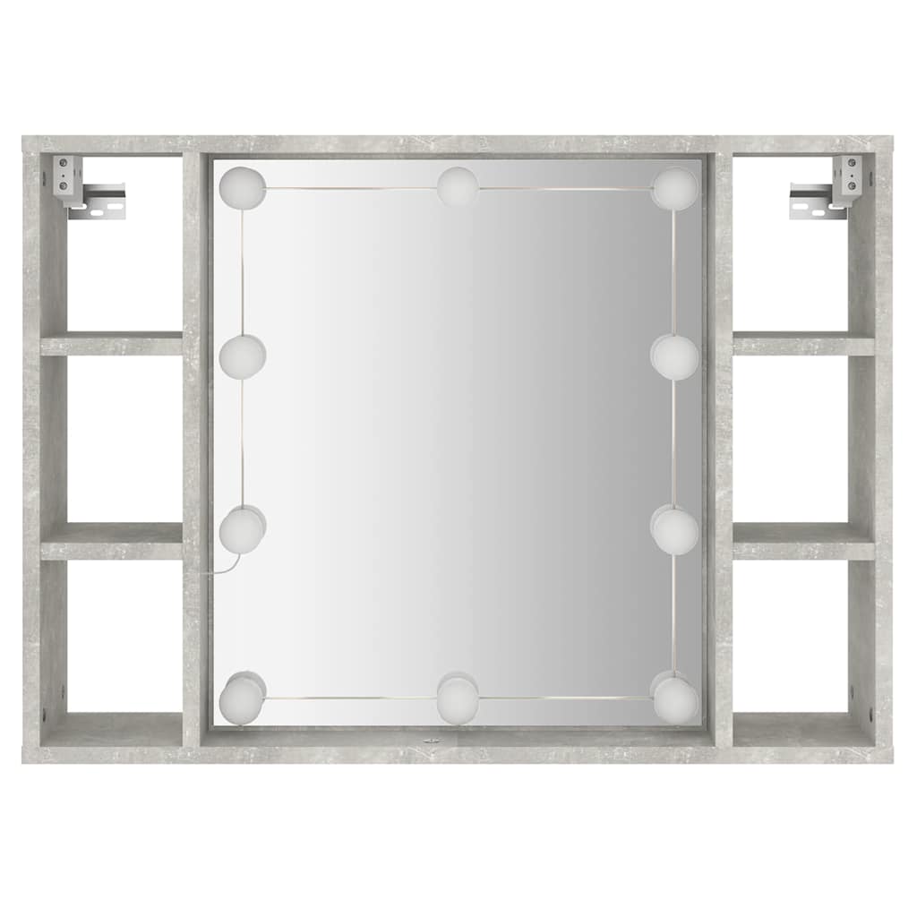 Veidrodinė spintelė su LED, betono pilka, 76x15x55cm