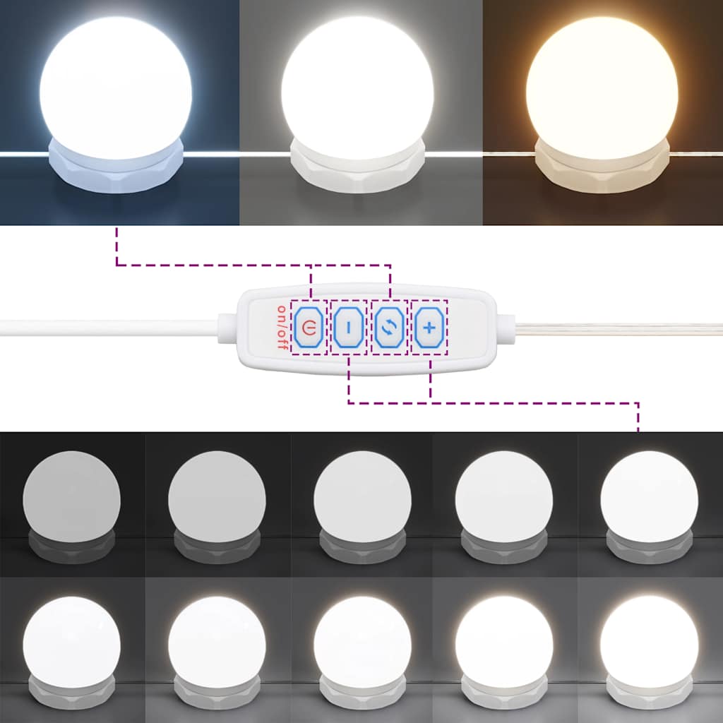 Veidrodinė spintelė su LED, balta, 76x15x55cm, blizgi