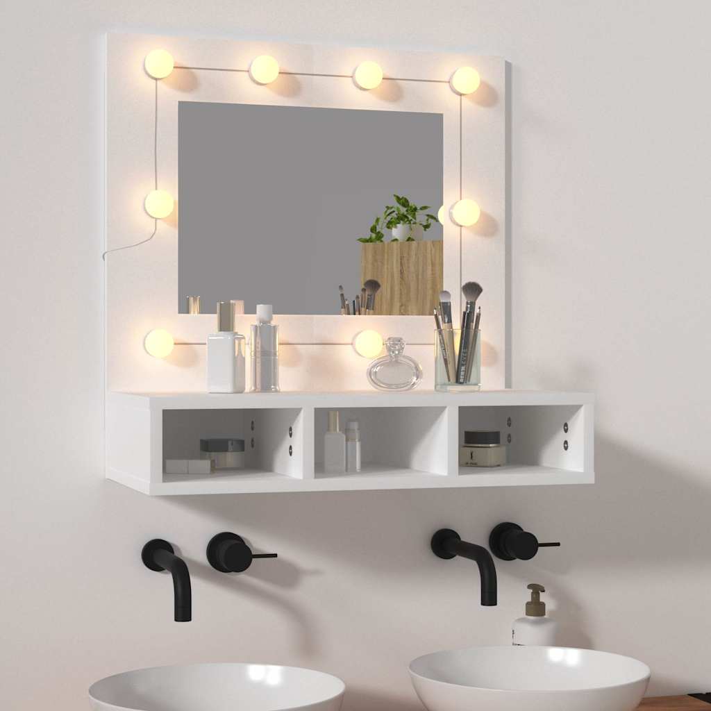 Spoguļskapītis ar LED apgaismojumu, balts, 60x31,5x62 cm