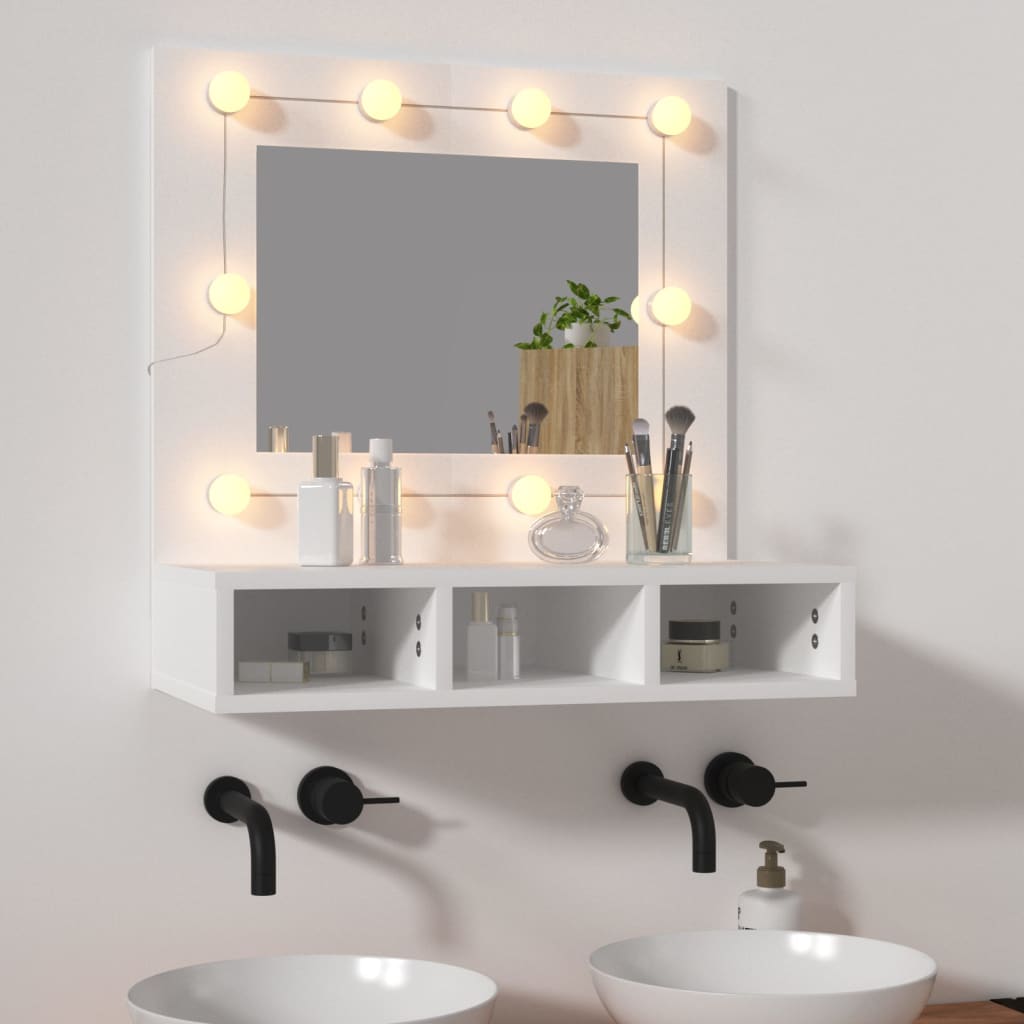 Spoguļskapītis ar LED apgaismojumu, balts, 60x31,5x62 cm