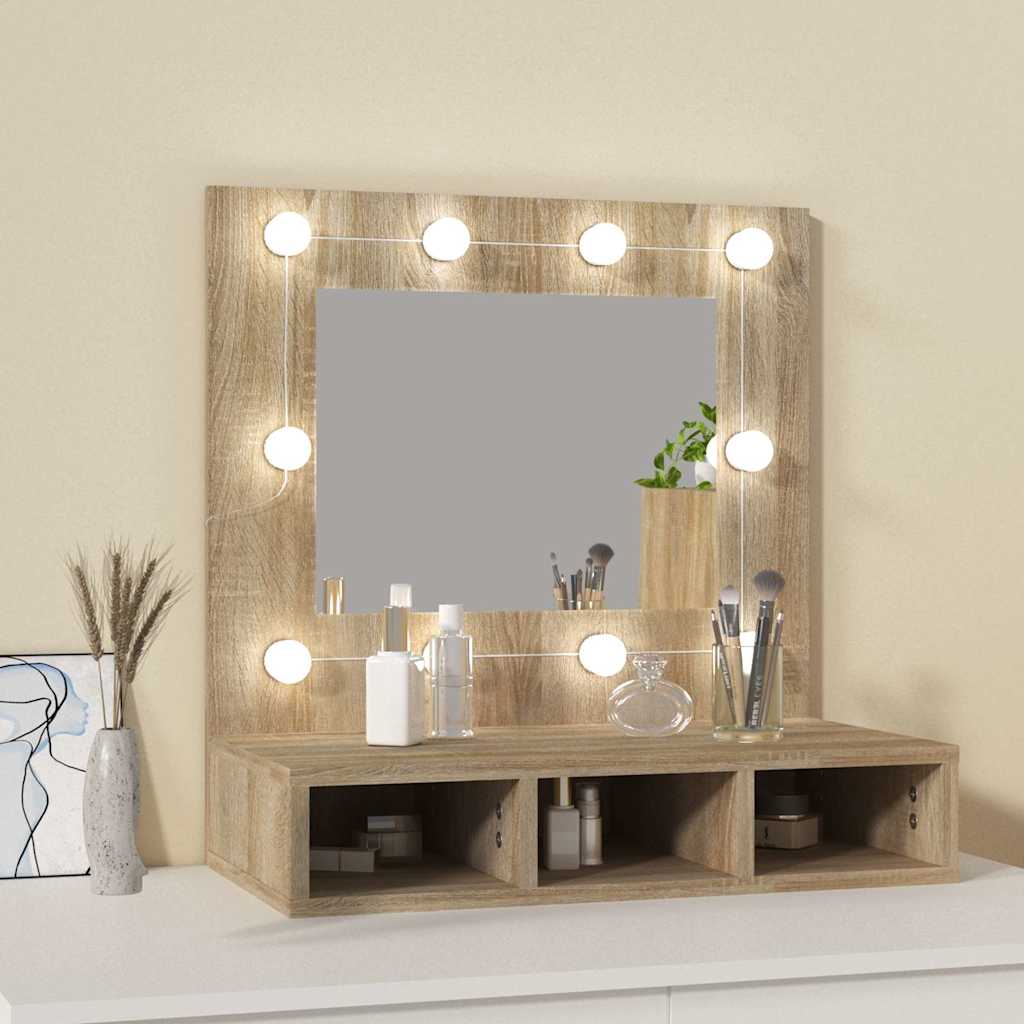 Spoguļskapītis ar LED apgaismojumu, ozols, 60x31,5x62cm
