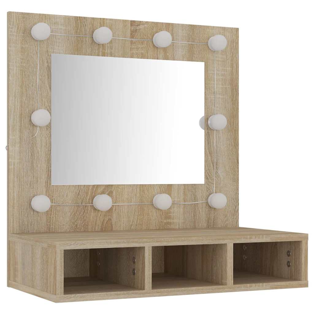 Spoguļskapītis ar LED apgaismojumu, ozols, 60x31,5x62cm