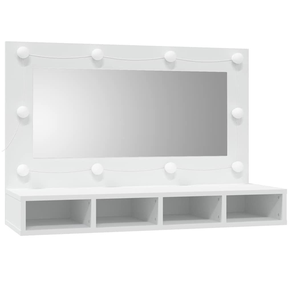 Spoguļskapītis ar LED apgaismojumu, balts, 90x31,5x62 cm
