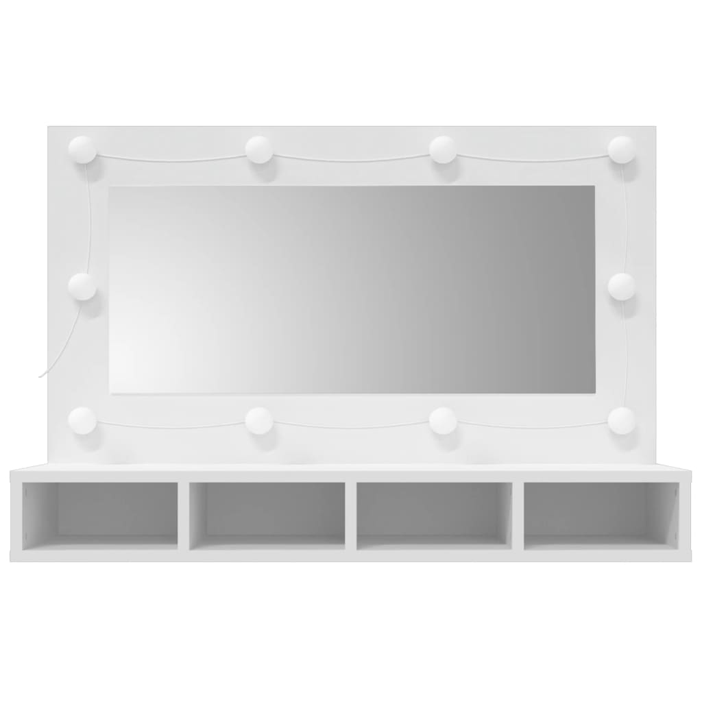 Veidrodinė spintelė su LED apšvietimu, balta, 90x31,5x62cm