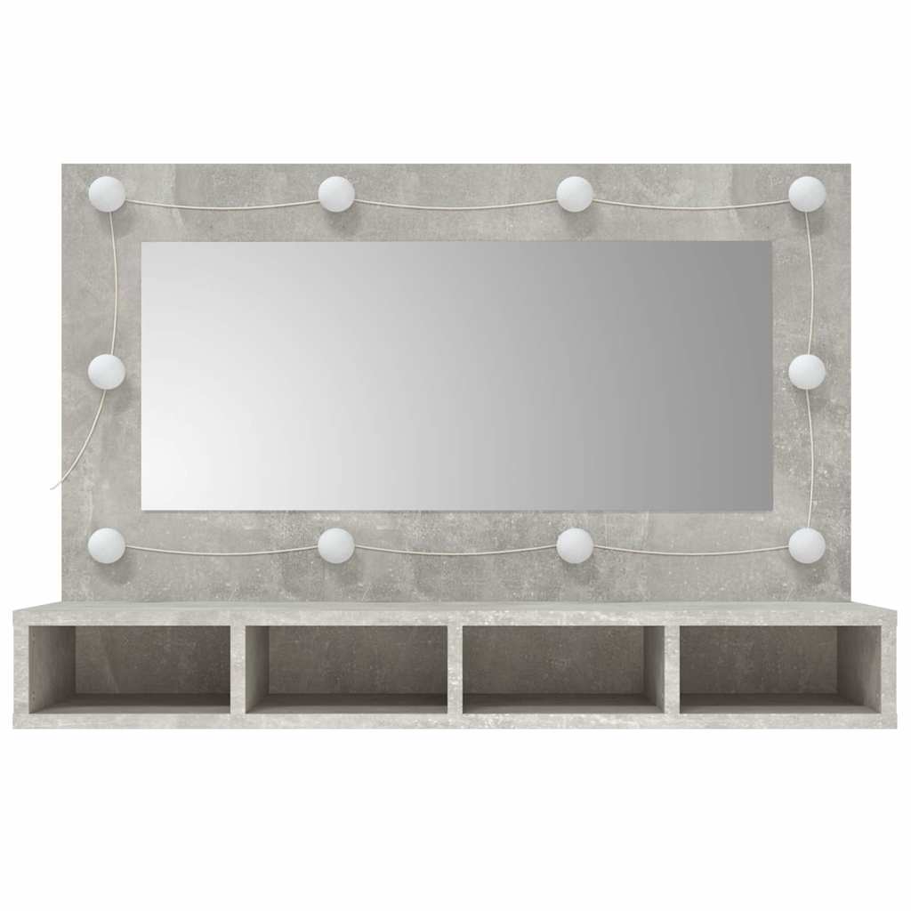 Spoguļskapītis ar LED apgaismojumu, pelēks, 90x31,5x62cm