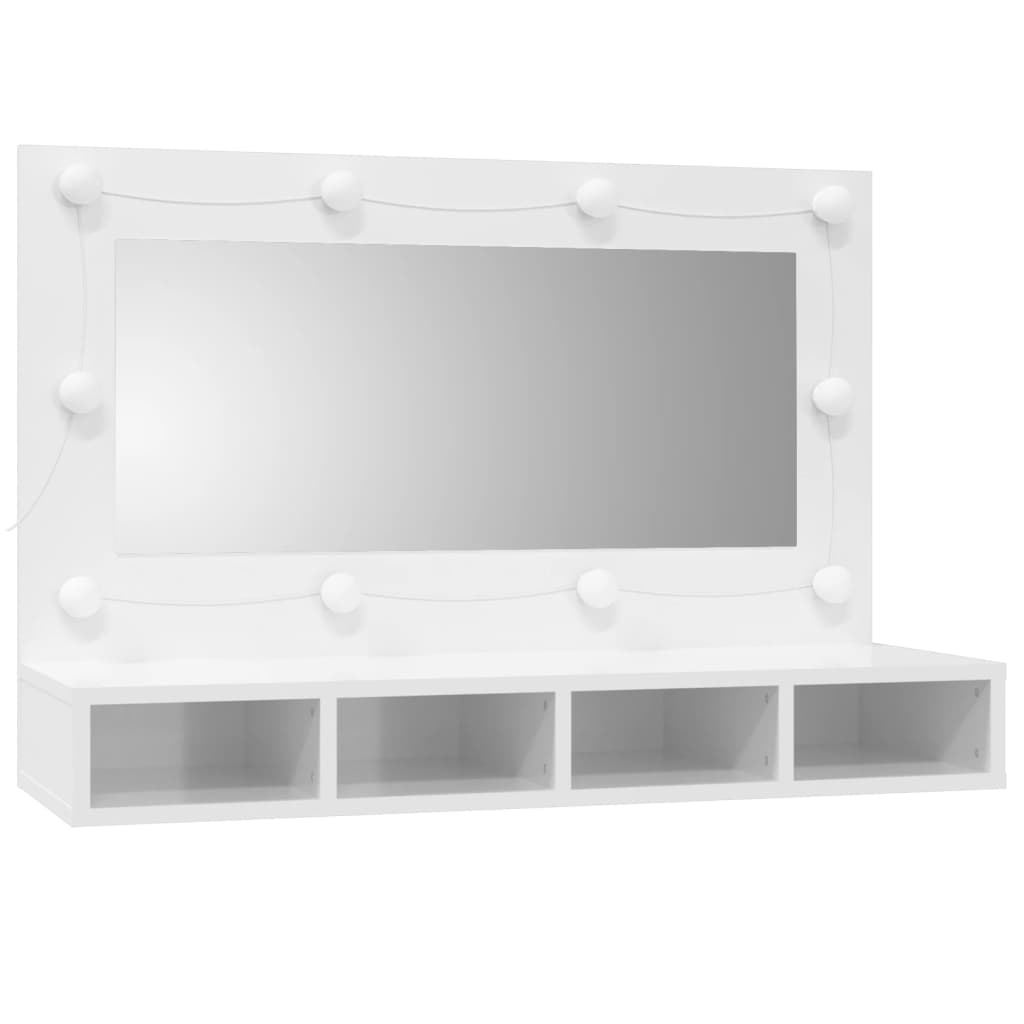 LED mirror cabinet, white, 90x31.5x62cm, high gloss