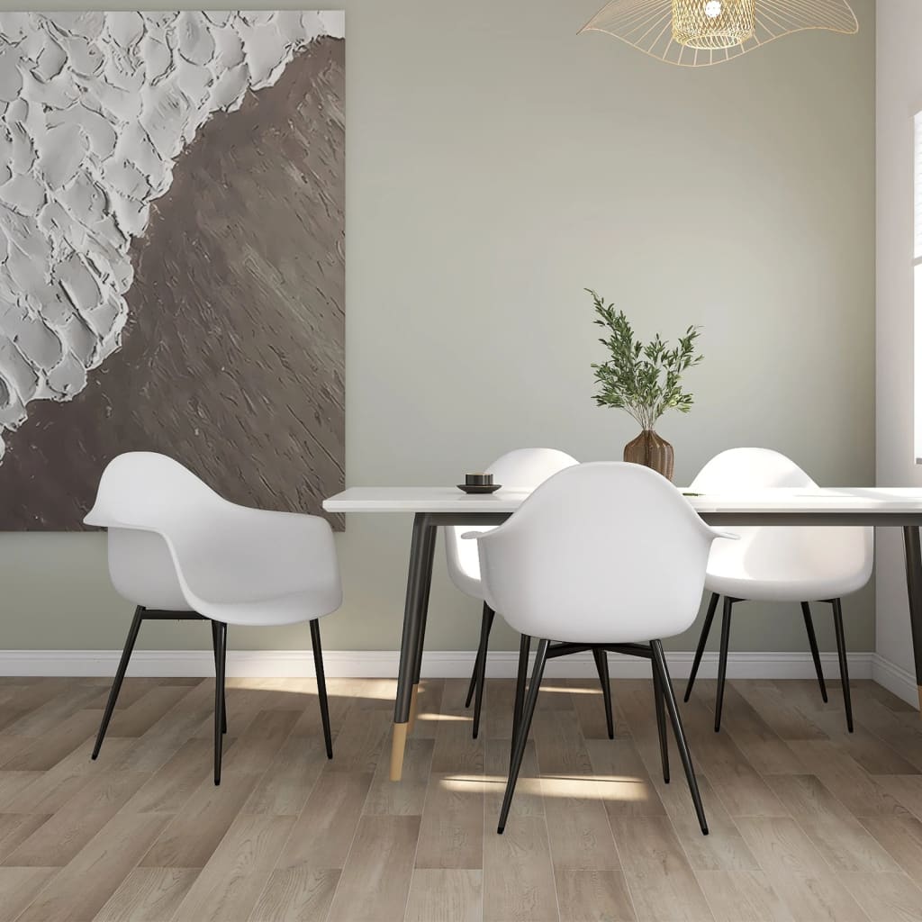 Dining chairs, 4 pcs, white, PP