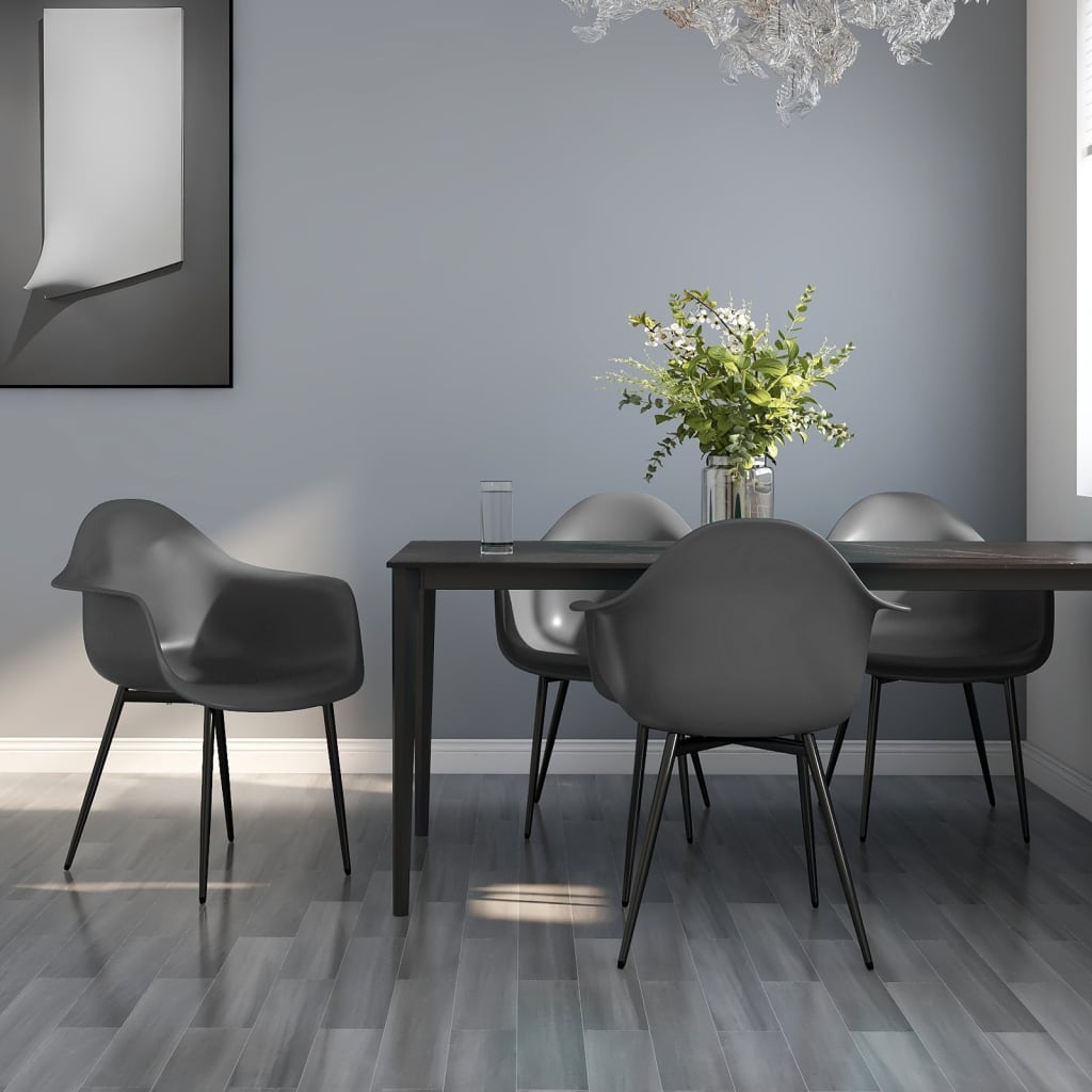 Dining chairs, 4 pcs, grey, PP