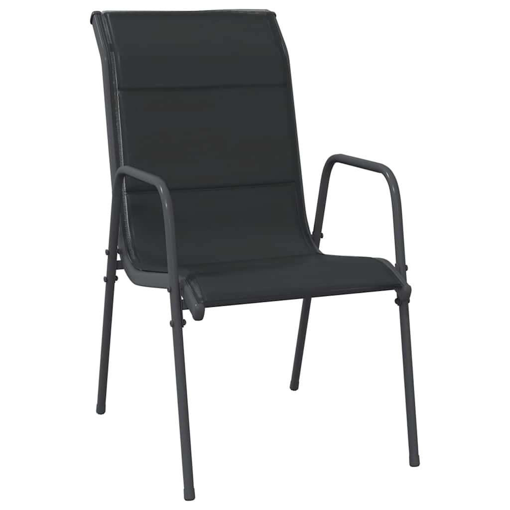 Garden chairs, 6 pcs, black, steel and textilene