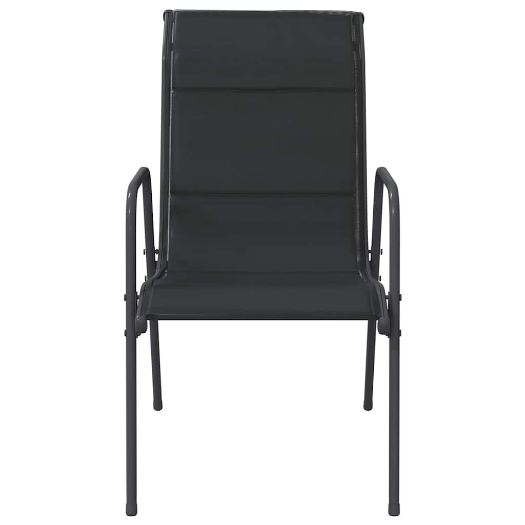 Garden chairs, 6 pcs, black, steel and textilene