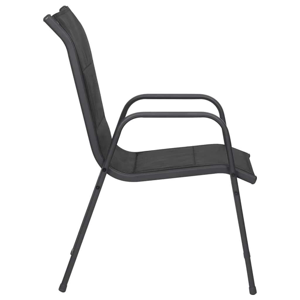 Garden chairs, 6 pcs, black, steel and textilene