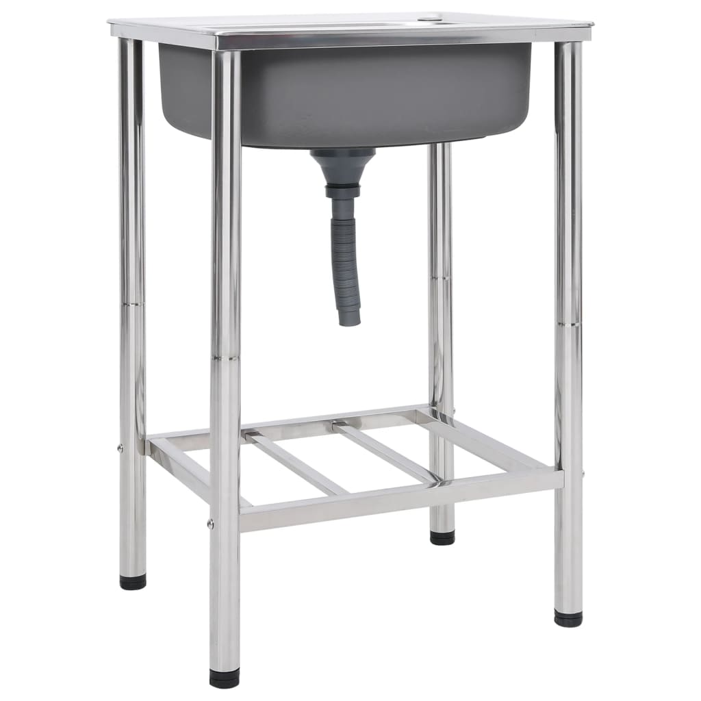 Camping sink, stainless steel, single bowl