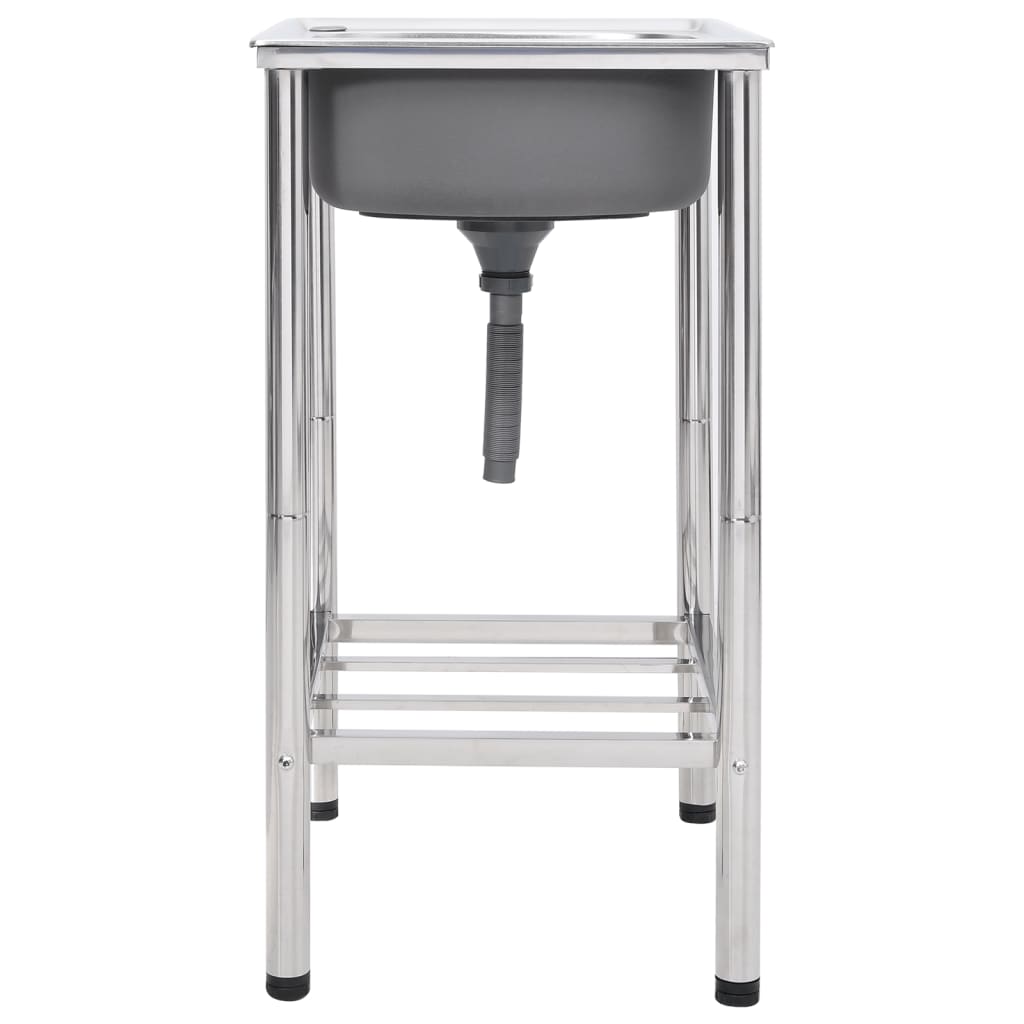 Camping sink, stainless steel, single bowl