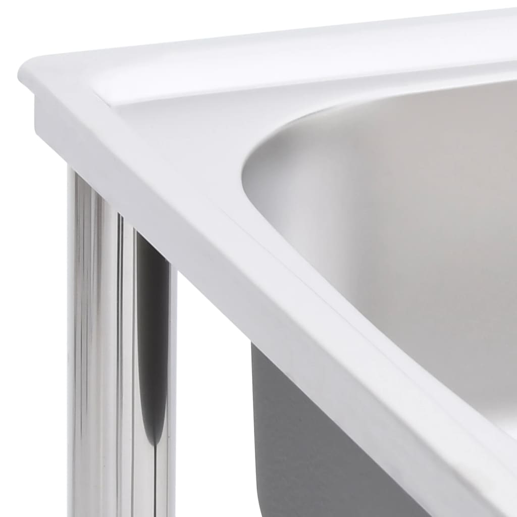 Camping sink, stainless steel, single bowl